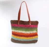 Unisex Medium Straw Rainbow Vacation Zipper Straw Bag main image 4