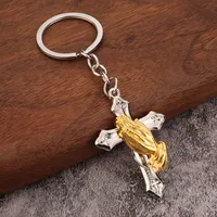IG Style Retro Cross Hand Alloy Iron Polishing White Gold Plated Bag Pendant Keychain main image 2
