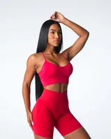Sports Solid Color Nylon Halter Neck Active Tops Halter Crisscross Tank main image 4