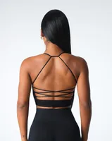Sports Solid Color Nylon Halter Neck Active Tops Halter Crisscross Tank sku image 4