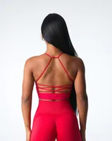 Sports Solid Color Nylon Halter Neck Active Tops Halter Crisscross Tank sku image 8