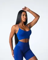 Sports Solid Color Nylon Halter Neck Active Tops Halter Crisscross Tank sku image 10