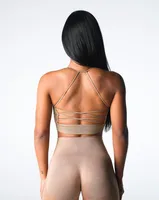 Sports Solid Color Nylon Halter Neck Active Tops Halter Crisscross Tank sku image 16