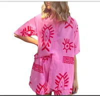Women's Casual Geometric Polyester Shirt Collar Printing Pocket Active Sets sku image 4