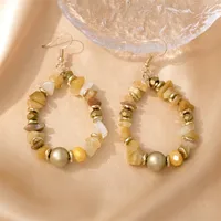 1 Pair Simple Style Classic Style Color Block Beaded Arylic Alloy Drop Earrings sku image 2
