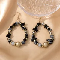 1 Pair Simple Style Classic Style Color Block Beaded Arylic Alloy Drop Earrings sku image 3