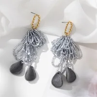 1 Pair Simple Style Classic Style Color Block Beaded Arylic Alloy Drop Earrings sku image 5