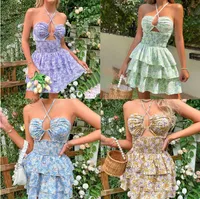 Women's Regular Dress Sexy Halter Neck Printing Sleeveless Ditsy Floral Above Knee Holiday Beach Date main image 1
