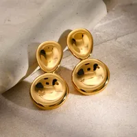 1 Pair IG Style Geometric Plating 304 Stainless Steel Titanium Steel 18K Gold Plated Earrings main image 3