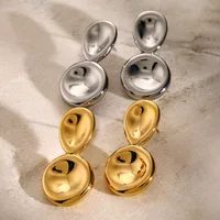 1 Pair IG Style Geometric Plating 304 Stainless Steel Titanium Steel 18K Gold Plated Earrings main image 2