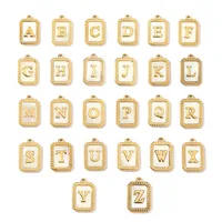 A Pack Of 3 201 Stainless Steel Shell 18K Gold Plated Letter Polished Pendant main image 1
