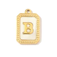 A Pack Of 3 201 Stainless Steel Shell 18K Gold Plated Letter Polished Pendant sku image 2