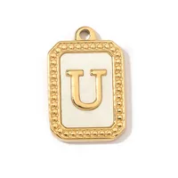 A Pack Of 3 201 Stainless Steel Shell 18K Gold Plated Letter Polished Pendant sku image 21