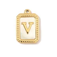 A Pack Of 3 201 Stainless Steel Shell 18K Gold Plated Letter Polished Pendant sku image 22