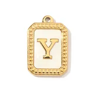 A Pack Of 3 201 Stainless Steel Shell 18K Gold Plated Letter Polished Pendant sku image 25