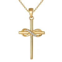 Sterling Silver White Gold Plated Gold Plated Simple Style Classic Style Inlay Cross Moissanite Pendant Necklace sku image 1
