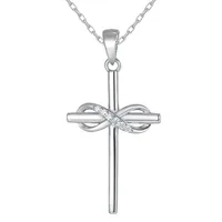Sterling Silver White Gold Plated Gold Plated Simple Style Classic Style Inlay Cross Moissanite Pendant Necklace sku image 2