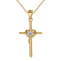 Sterling Silver White Gold Plated Gold Plated Simple Style Classic Style Inlay Cross Moissanite Pendant Necklace sku image 3