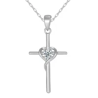 Sterling Silver White Gold Plated Gold Plated Simple Style Classic Style Inlay Cross Moissanite Pendant Necklace sku image 4