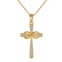 Sterling Silver White Gold Plated Gold Plated Simple Style Classic Style Inlay Cross Moissanite Pendant Necklace sku image 5