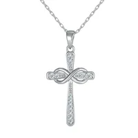 Sterling Silver White Gold Plated Gold Plated Simple Style Classic Style Inlay Cross Moissanite Pendant Necklace sku image 6
