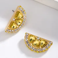 1 Pair IG Style Elegant Cute Lemon Cherry Polishing Inlay Zinc Alloy Rhinestones K Gold Plated Ear Studs main image 2
