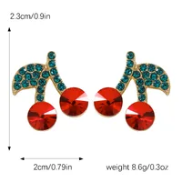1 Pair IG Style Elegant Cute Lemon Cherry Polishing Inlay Zinc Alloy Rhinestones K Gold Plated Ear Studs main image 8