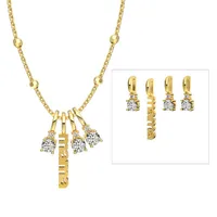 Sterling Silver Simple Style Classic Style Inlay Letter Zircon Pendant Necklace sku image 1