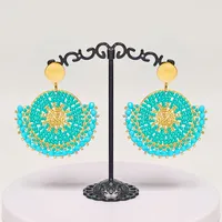 1 Pair Ethnic Style Bohemian Classic Style Printing Glass Drop Earrings main image 2