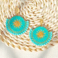 1 Pair Ethnic Style Bohemian Classic Style Printing Glass Drop Earrings main image 4