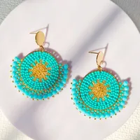 1 Pair Ethnic Style Bohemian Classic Style Printing Glass Drop Earrings main image 1