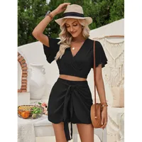 Daily Women's Casual Solid Color Spandex Polyester Shorts Sets Shorts Sets sku image 5