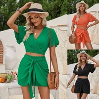 Daily Women's Casual Solid Color Spandex Polyester Shorts Sets Shorts Sets main image 1