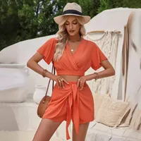 Daily Women's Casual Solid Color Spandex Polyester Shorts Sets Shorts Sets main image 2