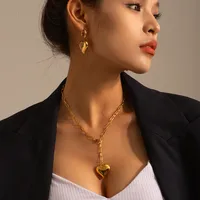 304 Stainless Steel Rope 18K Gold Plated IG Style Casual Heart Shape Bracelets Earrings Necklace main image 1