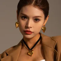 304 Stainless Steel Rope 18K Gold Plated IG Style Casual Heart Shape Bracelets Earrings Necklace main image 5