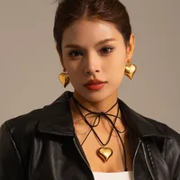 304 Stainless Steel Rope 18K Gold Plated IG Style Casual Heart Shape Bracelets Earrings Necklace main image 3
