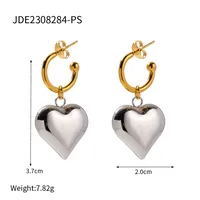 304 Stainless Steel Rope 18K Gold Plated IG Style Casual Heart Shape Bracelets Earrings Necklace sku image 3