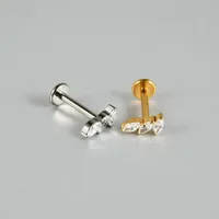 1 Piece Lip Rings Casual Vacation Simple Style Sword Crown Pure Titanium Inlay Zircon 18K Gold Plated Lip Rings main image 4