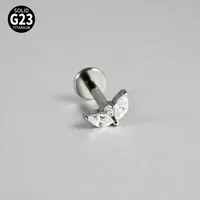 1 Piece Lip Rings Casual Vacation Simple Style Sword Crown Pure Titanium Inlay Zircon 18K Gold Plated Lip Rings sku image 1