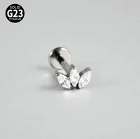 1 Piece Lip Rings Casual Vacation Simple Style Sword Crown Pure Titanium Inlay Zircon 18K Gold Plated Lip Rings sku image 7