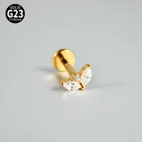 1 Piece Lip Rings Casual Vacation Simple Style Sword Crown Pure Titanium Inlay Zircon 18K Gold Plated Lip Rings sku image 4