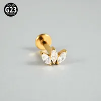 1 Piece Lip Rings Casual Vacation Simple Style Sword Crown Pure Titanium Inlay Zircon 18K Gold Plated Lip Rings sku image 11