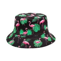 Unisex Casual Simple Style Leaves Flamingo Printing Wide Eaves Bucket Hat sku image 1