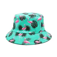 Unisex Casual Simple Style Leaves Flamingo Printing Wide Eaves Bucket Hat sku image 2
