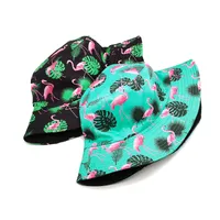Unisex Casual Simple Style Leaves Flamingo Printing Wide Eaves Bucket Hat main image 3