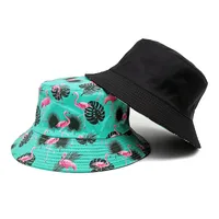Unisex Casual Simple Style Leaves Flamingo Printing Wide Eaves Bucket Hat main image 4