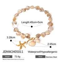 Wholesale Jewelry IG Style Beach Starfish Shell 304 Stainless Steel 18K Gold Plated Pearl Pendant Necklace sku image 1