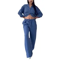 Holiday Daily Women's Casual Solid Color Linen Pocket Pants Sets Pants Sets main image 2