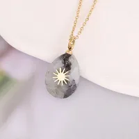 Natural Stone 18K Gold Plated Cross Pendant sku image 7